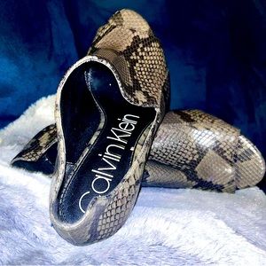 Calvin Klein Nastassia Snakeskin Print Stilleto Booties